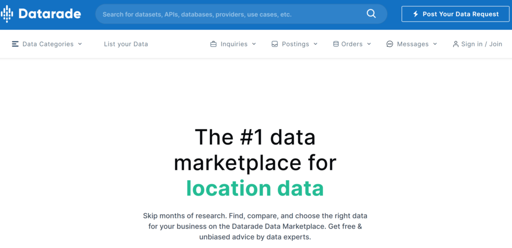 datarade.ai homepage